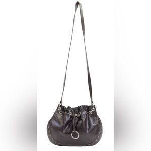 Furla Vintage Y2K Dark Brown Leather Crossbody Bucket Bag - EUC